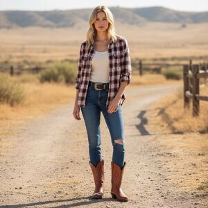 Paige Mya Aztec Western Plaid Shirt S Flannel Rancher Cowgirl Southwestern Rodeo